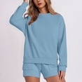 thumbnail image 2 of HAiming Ensemble 2 Pcs pour Femmes Chandail Col Rond Chandails en Molleton et Shorts Surdimensionnés Amples, 2 of 5