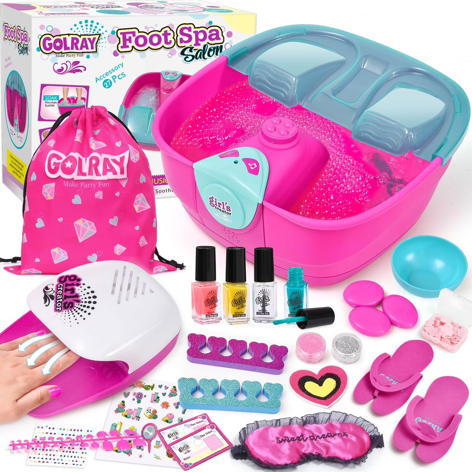 Golray Kid Foot Spa & Nail Kit, Girl Gift for 5 6 7 8-12 Year Old