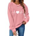 thumbnail image 1 of Chemise de Saint-Valentin pour Femmes 2024 Col Rond Chemises Décontractées Cœur d'Amour Graphiques Tees Manches Longues Amples Pull Tops Mode Vacances T-Shirt, 1 of 3