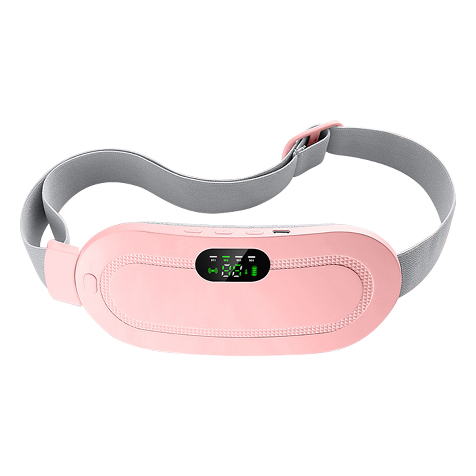 yeacher Rechargeable Vibrating Heat Therapy Belt for Women - 3 Heat Levels, 4 Vibration Modes, 1800mAh Battery, Portable Pink Velvet Design, Ideal for Menstrual Relief and Relaxation