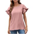 thumbnail image 5 of Pisexur Hauts de Printemps pour Femmes 2025, Hauts pour Femmes, Hauts de Sortie pour Femmes, Hauts pour Dames Mode Imprimé Manches Courtes Blouse de Sortie T-Shirt Drôle à Col Rond Vert, G, 5 of 5