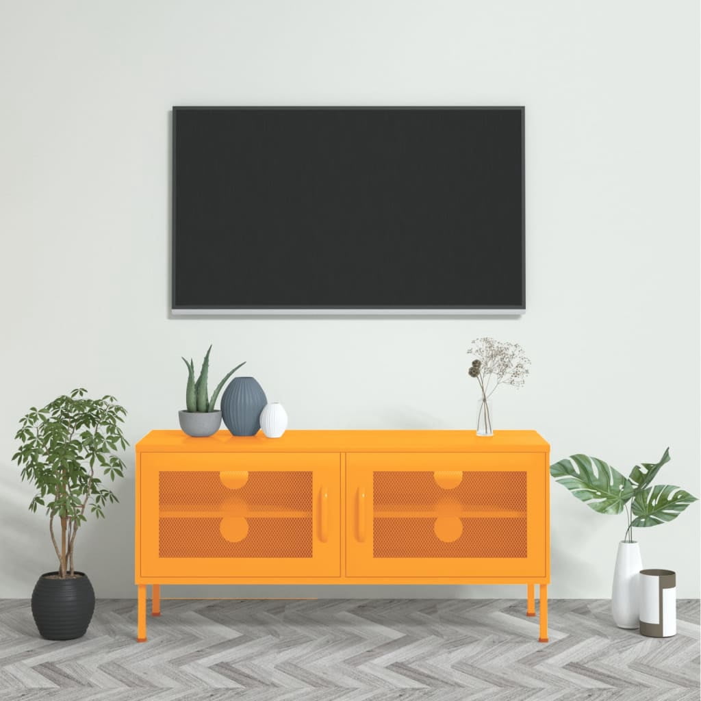 vidaXL Meuble TV - Acier Jaune Moutarde, 105x35x50 cm