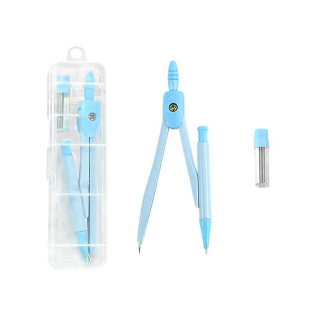 Metal Drawing Compass Set with Adjustable Radius, Precision Gear Mechanism, Ergonomic Non-Slip Grip, and Portable Storage Box