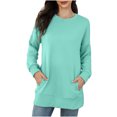 thumbnail image 1 of IROINID Offres T-Shirt à Manches Longues en Polyester pour Femmes Confortable Automne et Hiver Nouveau Col Rond avec Poche Chandail Hauts, Vert, 1 of 7