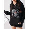 thumbnail image 4 of Faithtur Femmes Sweat à Capuche, à Manches Longues Broderie Cobweb Coeur Pull-Over Casual Tops, 4 of 9