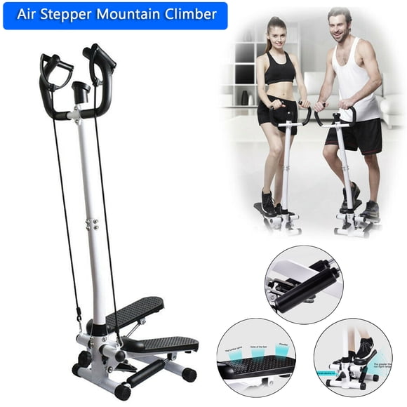 MotorGenic Health & Fitness Stepper Machine with Handle Bar - Home Fitness Cardio Equipment for Full Body Workout, LCD Monitor, Adjustable Height, Low-Impact Exercise Stepper for Thighs & Buttockst