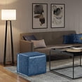 thumbnail image 4 of SIMPLIHOME Brody Square Pouf, Footstool, Upholstered in Distressed Blue Faux Leather, for the Living Room, Bedroom and Kids Room, Transitional, Modern, 4 of 5