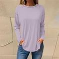 thumbnail image 2 of FAIWAD Women's Spring Long Sleeve Tunic Tops Round Neck Plus Size Solid Color Loose Pullover Tops, 2 of 3