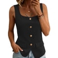 thumbnail image 3 of Craaazy Sleeveless Tops for Women Relaxed Fit Solid Color Square Neck Button Down Blazer Vests with Pockets for Daily Wear, 3 of 9