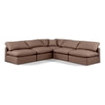 thumbnail image 1 of Meridian Furniture Indulge Brown Vegan Leather L-Shaped Modular Sectional, 1 of 9