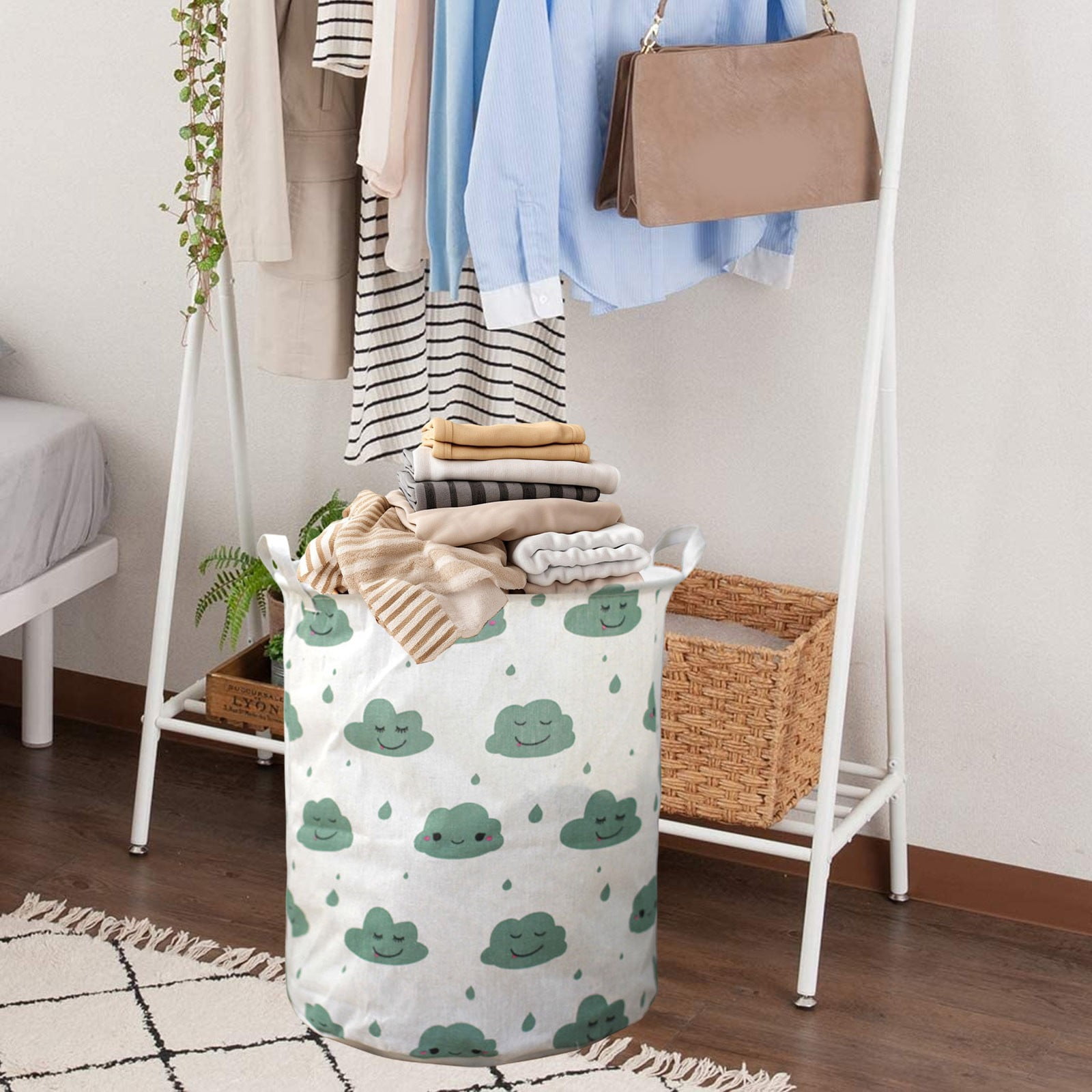Bdday Conteneurs de Rangement Grand Panier à Linge avec Poignée Panier de Rangement Pliable Intérieur Organisateur de Poupée Organisateur de Placard