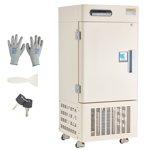 KFFKFF Ultra Low Temperature Freezer, 28 L, −40℉ to −123℉ Adjustable Temp Range, with Rollers and Digital Display, 304 Stainless Steel Liner