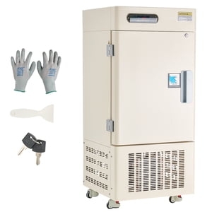 KFFKFF Ultra Congélateur à basse température, 28 L, −40℉ à −123℉ Gamme de temps réglable, avec rouleaux et affichage numérique, 304 Liner en acier inoxydable