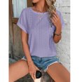 thumbnail image 3 of Hauts à Manches Courtes pour Femmes Mode Printemps/été Décontractée Ample Col Rond Manches Courtes Haut pour Femmes Aguichant Hauts d'Été pour Femmes Hauts à Manches Courtes T-Shirts pour Femmes Mode, 3 of 7