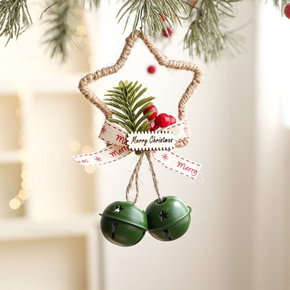 Amzcrzy Christmas Decorations, Home Decorations, Home Decor, Christmas Pentagram Bells Pendant Wall Hanging Door Hanging Christmas Tree Pendant Christmas Bow Bells Decoration, Iron Bell
