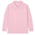 thumbnail image 1 of zbxnLI Girls Boys School Uniform Long Sleeve Golf Shirts Button Closure Collared Tops 2-15 Years, 1 of 3