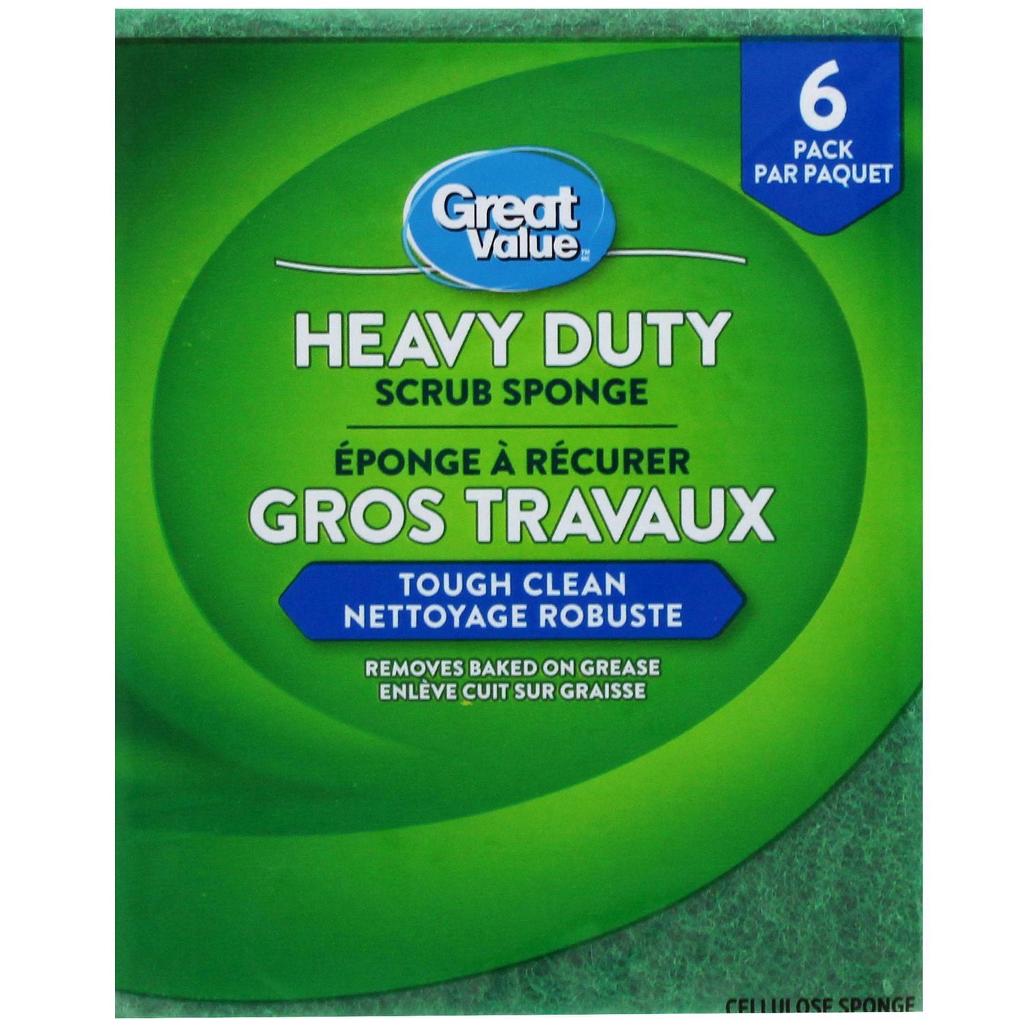 Great Value Heavy Duty Scrub Sponge, 6-Count