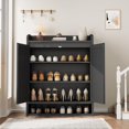 thumbnail image 3 of Kojooin 5-Tier Rattan Shoe Storage Cabinet with 2 Doors & Adjustable Shelves, Boho Wooden Shoe Organizer for Entryway, Bedroom, Closet, 3 of 8