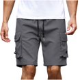 thumbnail image 3 of QATAINLAV Men's Cargo Shorts with Pockets Relaxed Fit Stretch Drawstring Elastic Waist Beach Shorts Solid Casual Loose Work Shorts Gray M, 3 of 8
