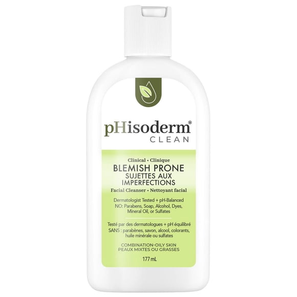 pHisoderm CLEAN Blemish-Prone Facial Cleanser with Salicylic Acid and Hyaluronic Acid, Paraben-Free, Soap-Free, Mineral Oil Free