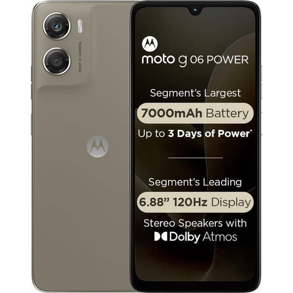 Motorola G06 Power Edition (4 Go de RAM, 64 Go de Stockage) – Tout Neuf / Écran LCD 6,88 Pouces 120Hz / Appareil Photo 50MP / Processeur Helio G81 Ultra / Batterie 7000mAh / Double SIM Déverrouillé / Version Internationale
