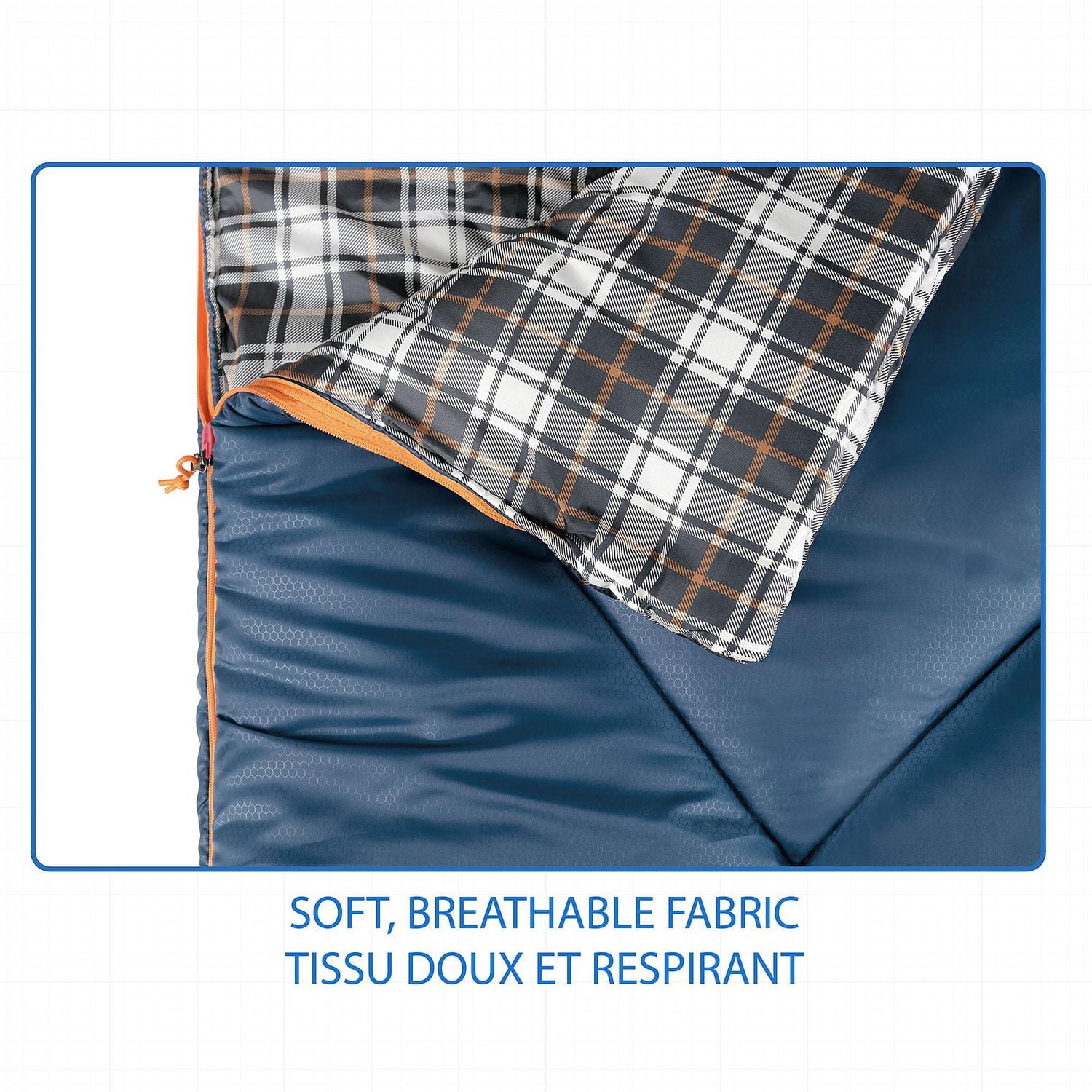 Ozark Trail 5C Sleeping Bag, 75"(L) x33" (W), Temp Rating +41℉/+5℃, Polyester Fabric, Blue