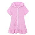 thumbnail image 1 of Hiiyo Cache-Maillot pour Grande Fille, Cache-Maillot pour Enfants à Fermeture Éclair, Peignoir à Capuche à Volants, Robe de Plage, 1 of 8