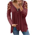 thumbnail image 2 of CEHVOM Blouse Décontractée à Manches Longues Unie Col en V Mode Été pour Femmes, 2 of 6
