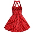 thumbnail image 5 of Zwiiyzr Robes Vintage des Années 1950 pour Filles de 3 à 8 Ans Robes d'Été à Col Licou à Pois Vintage pour Enfants Rouges, 5 of 5