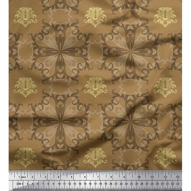 Soimoi Poly Georgette Fabric Filigree Damask Fabric Prints By Yard 42 Inch Wide
