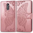 thumbnail image 2 of Case Premium PU Leather Flip Wallet Case Butterfly Embossed Full Body Protection Flip Stand Card Holder Magnetic Cover for iPhone 13 Mini 5.4(Rose Gold), 2 of 6