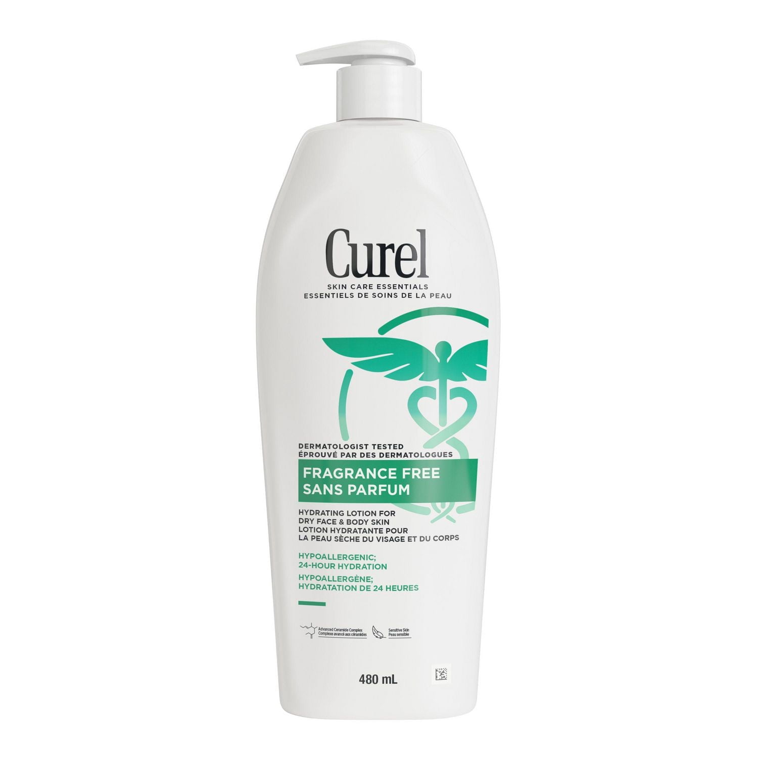 Curel Fragrance Free Lotion, Hypo-Allergenic Body Moisturizer for Dry, Sensitive Skin, 480mL
