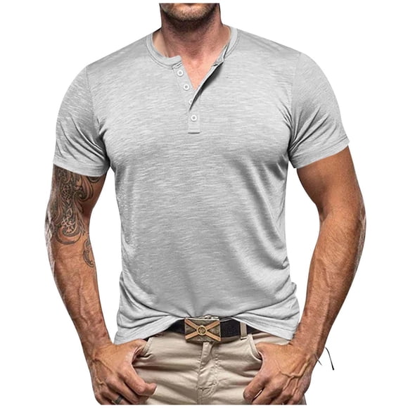 LUOGENLI Male T-shirts for Mens 2025 Summer Europe and The United States Men's Casual Slim Short Sleeved T Shirt Mens T-shirts Graphic Tees Vintage St. Patrick's Day Light Gray S