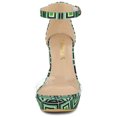 thumbnail image 2 of BLISSFUL STEP Sandales à Talons Blocs à Plateforme Transparente Imprimées pour Femmes Vert 9, 2 of 6
