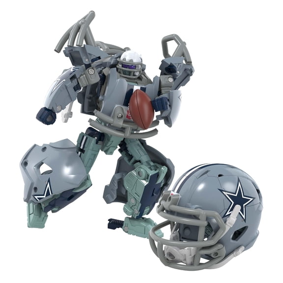 Transformers NFL Dallas Cowboys Starblitz Figurine Articulée de 5,5 Po Qui Passe du Robot au Casque, Jouets de Football pour 8 Ans et Plus