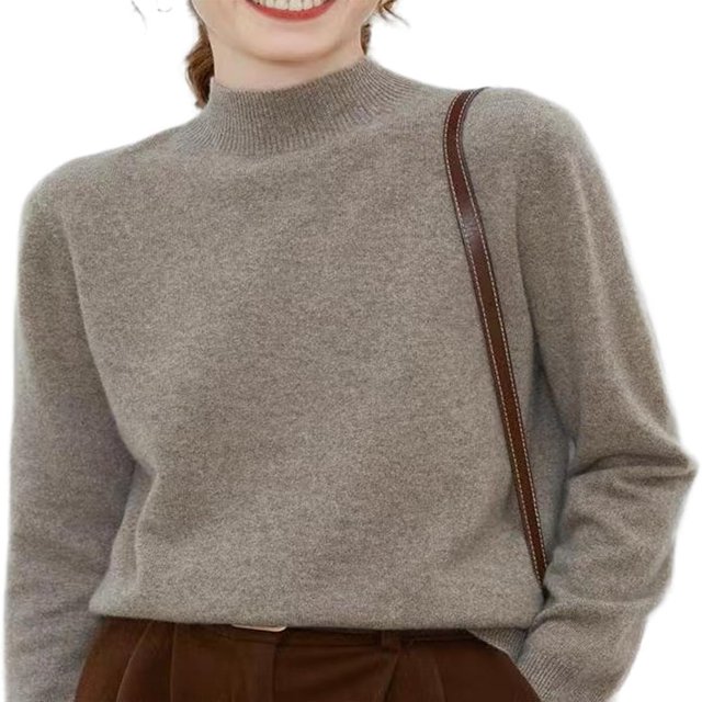Women‘s Merino Wool Sweater Fall Winter Trendy Long Sleeve Mock Turtle Neck Soft Warm Pullover Tops