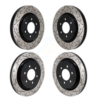 DS-One Front Rear Coated Drilled Slotted Disc Brake Rotors Kit for Car 2021-2023 2025 Ford F-150 with Heavy Duty Brakes 350mm Diameter Rotor KD-100669