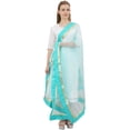 thumbnail image 4 of Phagun Dupatta Longue en Filet de Designer Indien pour Femmes, Foulard Hijab, Jeté - Turquoise, 4 of 5