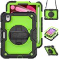 thumbnail image 1 of Case for iPad Mini 7 A17 Pro 2024/Mini 6 2021 8.3 Inch 7th/6th Gen with Screen Protector, 360 Degree Rotating Kickstand Hand Strap Shockproof Cover with Shoulder Strap, Lime PC, 1 of 7