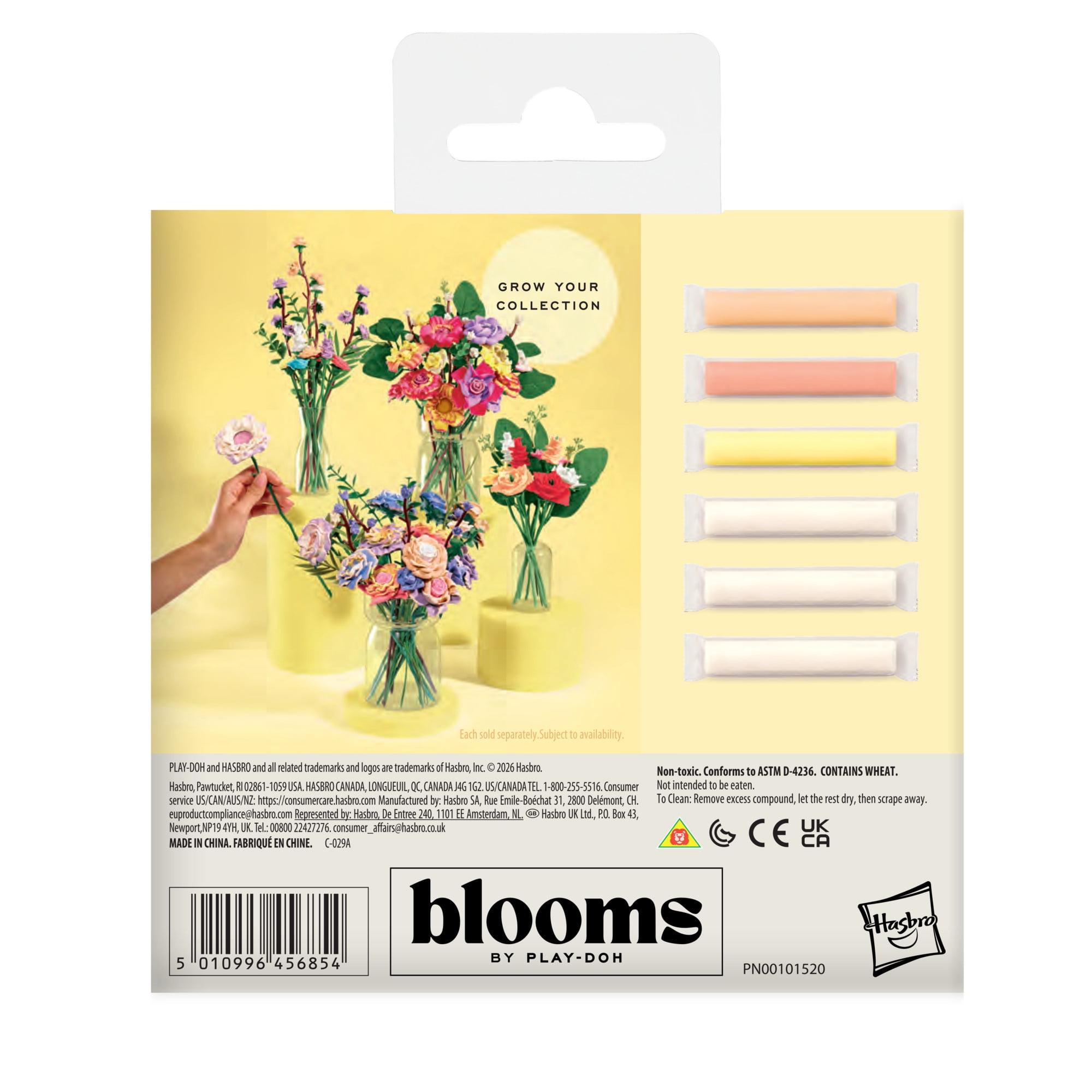 Blooms de Play-Doh, 6 bâtons de pâte à modeler Marguerites, création de fleurs pour adultes, recharge pour coffrets, vendus séparément