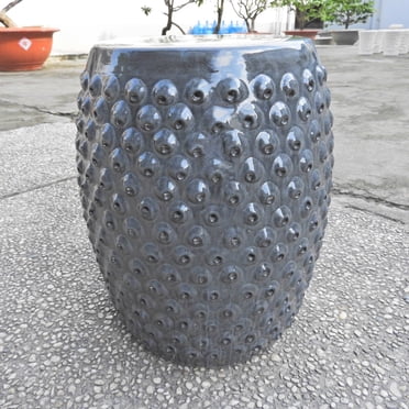 Perforated Drum Ceramic Garden Stool - Gey
