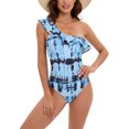 thumbnail image 4 of Birdeem Womens Tie-Dyed Contrast Color Camisole Shoulder Backless Bikini One-Piece Swimsuit, 4 of 7