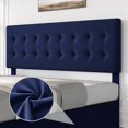 thumbnail image 4 of King Size Bed Frame with 4 Storage Drawers and Headboard, Velvet Upholstered Platform Bed Frame with Wooden Slats Support, Button Tufted Design, No Box Spring Needed, Blue, 4 of 9