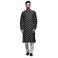 thumbnail image 1 of Atasi Mens Printed Modal Satin Indian Long Kurta With White Churidar Pajama Set, 1 of 1