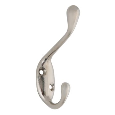 Era Double Hook Nickel  2 Prong Hook  Wall Mounted with Screws 1 Pc.