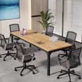 thumbnail image 3 of Tribesigns 6.5FT Modern Office Conference Table, 78.74-Inch Large Seminar Meeting Desk with Metal Legs and Adjustable Pads, Boardroom Training Table, Light Walnut, 3 of 5