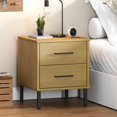 thumbnail image 1 of vidaXL Bedside Cabinet with Metal Legs Brown Solid Wood Pine OSLO, 1 of 5