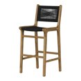 thumbnail image 2 of South Shore Agave Teak Wood and Woven Rope Bar Stool, in Black and Natural, 2 of 11