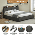 thumbnail image 3 of Modern King Upholstered Platform Bed Frame with Storage Headboard, 2 Drawers, Charging Station & USB Ports, Heavy Duty, Noise-Free, No Box Spring Needed, Easy Assembly – Heather Gray, KING, 3 of 8