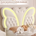 thumbnail image 4 of Homfa Twin Size Velvet Upholstered Bed with LED Lights, Floating Platform Bed Frame with Butterfly Crystal Button Tufted Headboard, Beige, 4 of 7